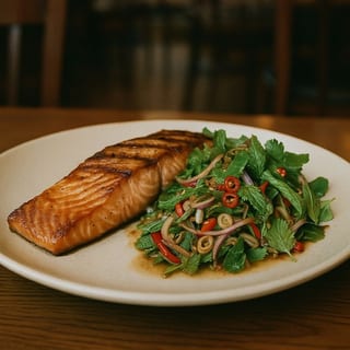 Grilled Salmon with Thai Herb Salad